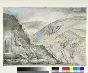 Demonios atormentando a los seductores de Malebolge, ilustración de la Divina Comedia de Dante Alighieri, 1824-27